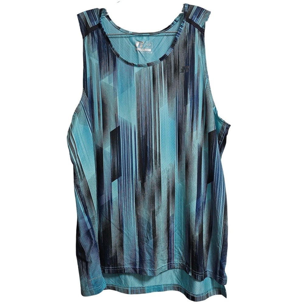 Vintage‎ Russell Tank Top Mens Large Blue Training Fit Geometric Mesh Athletic